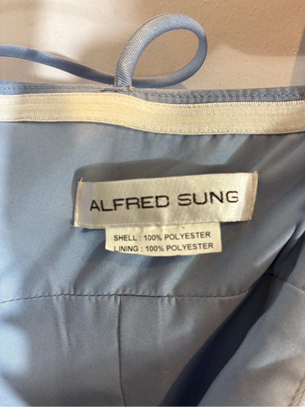 Alfred Sung Light Blue Satin Mini Dress Oversized Bow Detail Size M - Picture 11 of 11